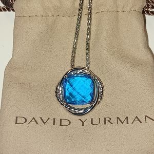David Yurman Blue Topaz Infinity Pendant + 18" Necklace D.Y. 925 Like New